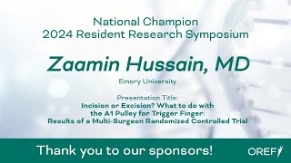 Congrats to the OREF 2024 RRS National Champion Zaamin Hussain MD of emoryuniversity [upl. by Aubin]