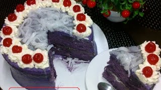 Ube Macapuno Cake  Homemade [upl. by Ellener]