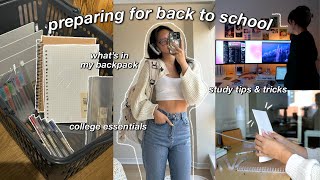 PREPARING FOR BACK TO SCHOOL 🖇 shopping for ESSENTIALS whats in my college backpack amp study tips [upl. by Deys]