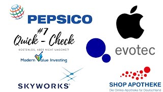 Apple Aktie  Evotec Aktie  Skyworks Aktie  PepsiCo Aktie  Shop Apotheke Aktie  Quick Check 7 [upl. by Annirtak]