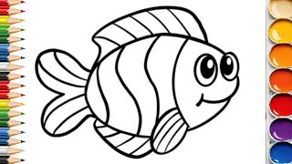 How to Draw a Cute Fish Easy  Fish Drawing step by step for kids [upl. by Rosenstein448]