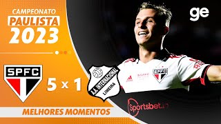 SÃO PAULO 5 X 1 INTER DE LIMEIRA  MELHORES MOMENTOS  9ª RODADA DO PAULISTA 2023  geglobo [upl. by Murrell]