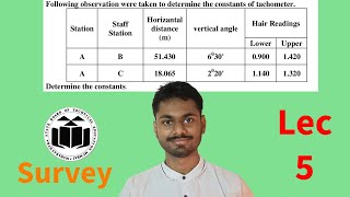 Following observation were taken to determine the constants of tachometer Survey 5 [upl. by Sitelc94]