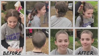 A Brave Girl Eva Gets Her Headshave At Her Homes Garden For Charity [upl. by Ahmed]