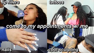 come to my appointments with me lip fillers nails tattoos cool sculpting etc [upl. by Godliman]