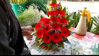 How to make flower Arrangement Beautiful gerbera flower arrangement Easy ideas [upl. by Weitman]