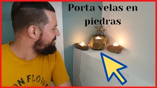 QUÉ HACER ✅ ARTESANÍA con PIEDRAS de río 🗻 PORTA VELAS 🍀 [upl. by Negris906]