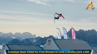 Freestyle Skier Eileen Gu First Woman to Land a Double Cork 1440 [upl. by Airbmac]