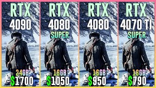 RTX 4090 vs RTX 4080 SUPER vs RTX 4080 vs RTX 4070 TI SUPER  Test in 25 Games [upl. by Bently]