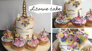 Licorne cake à la crème au beurre et astuce pour rosaces multi couleurs facile [upl. by Mutua327]