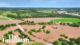 Drone footage shows extent of flooding in Texas [upl. by Akiemaj49]