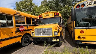 Exploring a penn coach lines school bus garage with a rare blue bird CV200 school bus [upl. by Ramed271]