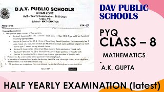 PREVIOUS YEAR QUESTION MATHS  CLASS  8  DAV BOARD  202324 [upl. by Lark719]