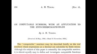 Alan Turing Breve explicación On Computable Numbers with an Application Entscheidungsproblem [upl. by Cogen821]