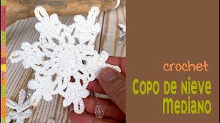 Copo de nieve MEDIANO tejido a crochet en 3 HILERAS para colgante con rama ❄️ Tejiendo Perú [upl. by Wengert]