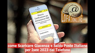 Come Scaricare Giacenza e Saldo Poste Italiane per Isee 2023 dal Telefono [upl. by Weeks]