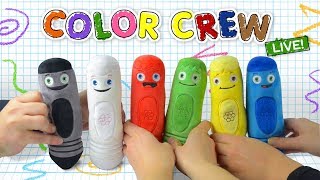 Learn Colors with Giant Crayons  Coloring with Soft Toys for Kids  Color Crew Live  BabyFirst TV [upl. by Merissa]