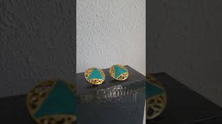 1980s EDGAR BEREBI signed Earrings Turquoise Enamel Gold Enamel Clip ons nicethingstime retro [upl. by Sosna37]