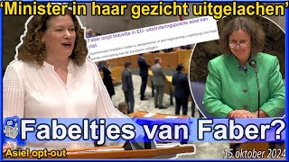 Kamervragen over asiel optout Nederland Heeft minister Faber een blauwtje gelopen Tweede Kamer [upl. by Rollo]