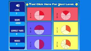 Matching Equivalent Fractions  Level 1 Math Game [upl. by Ackerman]