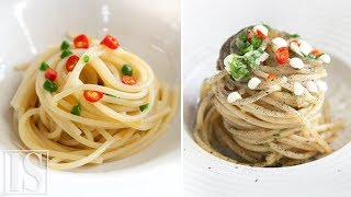 Spaghetti aglio olio e peperoncino originale vs gourmet  Vitale Bianco Abbate [upl. by Orgalim941]