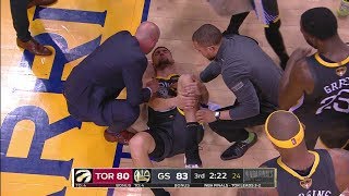 Klay Thompson LEG INJURY Torn ACL  Game 6  Raptors vs Warriors  2019 NBA Finals [upl. by Larrej]