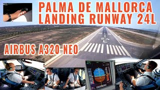 Mallorca PMI  Brand new Airbus A320 NEO approach  landing runway 24L  pilots  cockpit view [upl. by Romano160]