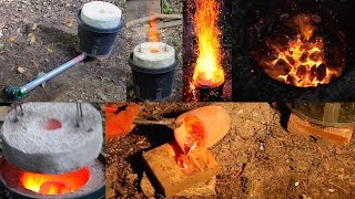 Large 50 Mini Homemade Metal Foundry Furnace Forge propane or charcoal DIY Aluminum Casting Pt 4 [upl. by Oilasor]