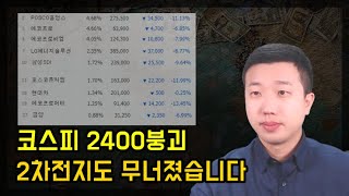 코스피2400붕괴 2차전지도 무너졌습니다ft삼성전자 [upl. by Nonarb]