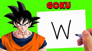 Goku from Drawing With letter W easy for beginners [upl. by Kendra]