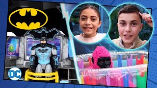 HEIDI AND ZIDANE help a Pink Gorilla and win BATMAN toys  Batman Toys For Kids [upl. by Ty978]