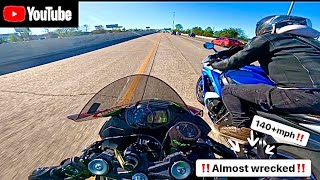 Zx6r Close call with Gsxr750‼️ [upl. by Elletnuahc328]