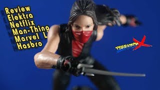 Review Elektra Netflix Daredevil Wave Marvel Legends Man Thing BAF Revision Español [upl. by Arly]