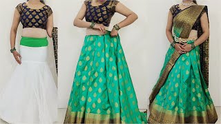 How to drape your silk saree in perfect lehenga style step by step for weddings  saree draping [upl. by Eidoow]