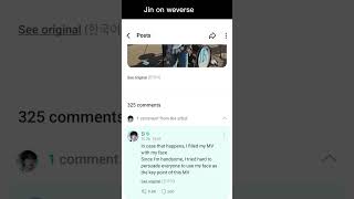 Jins obsession is His handsome face 😅😂 Jin on weverse app bts btsarmy jin youtubeshorts [upl. by Eddy689]