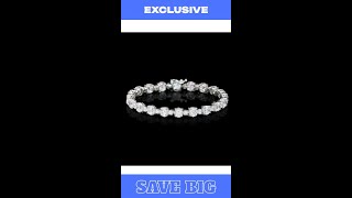 925 Silver Round Dual Size Diamond Tennis Bracelet By Treszuri L1476 [upl. by Wertz]