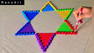 Festival Easy RangoliSimple Rangoli Rangoli designs Relaxing Video Rangoli colorsRanu Art [upl. by Funch]