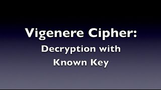 Vigenere Cipher  Decryption Known Key [upl. by Eyatnod810]