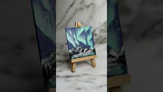 northern lights aurora borealis painting on mini canvas shorts minicanvas acrylicpainting [upl. by Fawcette]