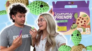 My Husband Tries Crochet Totally NOT Forced │ Yummy Friends Kit [upl. by Eanyl]