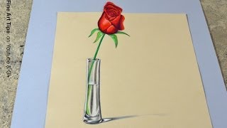 The Secret Technique for 3D Drawings  How to Draw an Anamorphic Rose in 3D [upl. by Ayet]