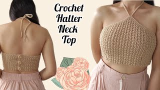 Crochet Halter Neck Top Tutorial  Crochet Tutorial  MichelleACrochet [upl. by Resneps20]