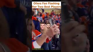 Oilers Fans Celebration Goes Viral Flashing Her Two Best Players [upl. by Becki]