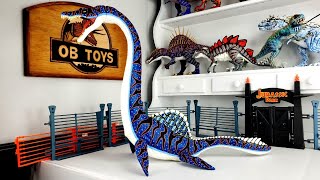 Custom Mattel Super Colossal Plesiosaurus  Glowing hybrid of Mosasaurus Spinosaurus Brachiosaurus [upl. by Aneloaup669]