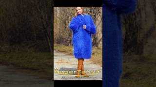 Long blue mohair cardigan by SuperTanya made to order knitwear [upl. by Eelyah877]