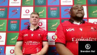 LIONS Post match presser after win over Dragons  Morne van den Berg and Asenathi Ntlabakanye [upl. by Grosmark]