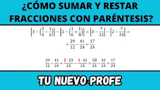 ¿Cómo sumar y restar fracciones con paréntesis 23 [upl. by Nnylyram]