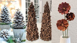 stunning and beautiful pine cone flowers for vases  Pinecone craft for home decoration  Pinecone [upl. by Dermot]