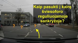 Kaip pasukti į kairę šviesoforo reguliuojamoje sankryžoje [upl. by Tnairb]