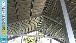 Lowcost Steel Frame House Design Ideas  Half Metal Wall Cladding amp Half Concrete [upl. by Mitzl395]